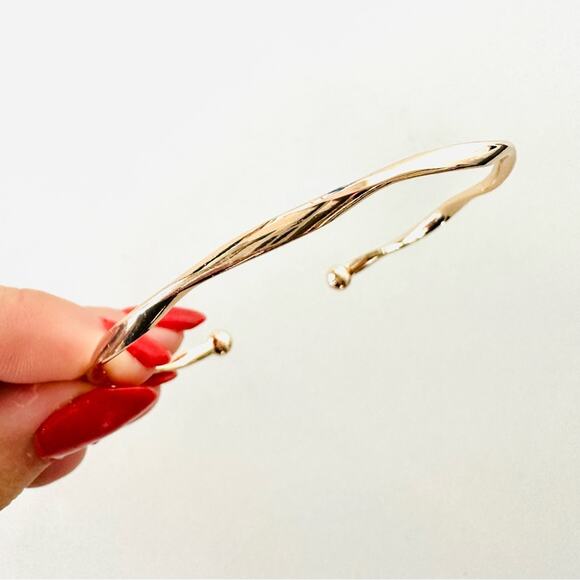 NEW NORDSTROM REVOLVE Gold Ball Slim Band Twisted Bracelet Bangle Cuff Jewelry - Picture 4 of 12